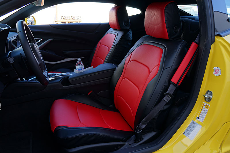 CHEVY CAMARO 2016 BLACK/RED LEATHERLIKE CUSTOM FIT FRONT SEAT COVER eBay