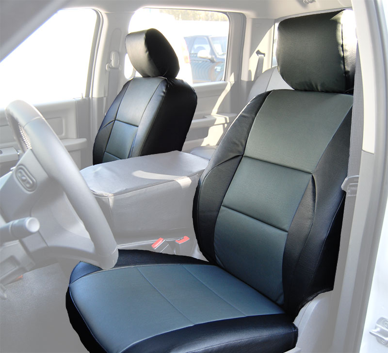 DODGE RAM 2009-2016 BLACK/CHARCOAL S.LEATHER CUSTOM MADE FIT FRONT SEAT