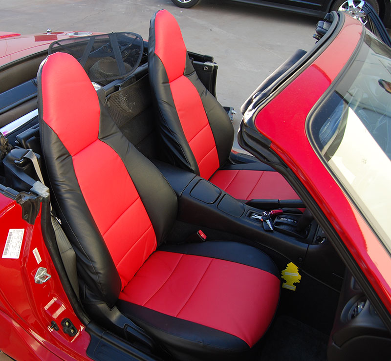 MAZDA MIATA 20012005 BLACK/RED S.LEATHER CUSTOM MADE FIT FRONT SEAT