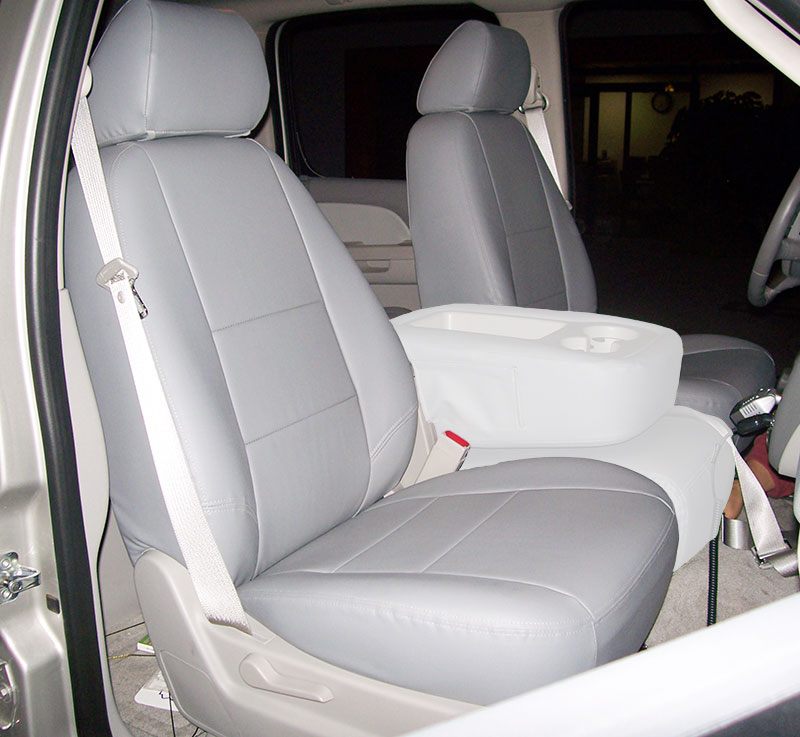 CHEVY SILVERADO 20072013 GREY IGGEE S.LEATHER CUSTOM FRONT SEAT COVER