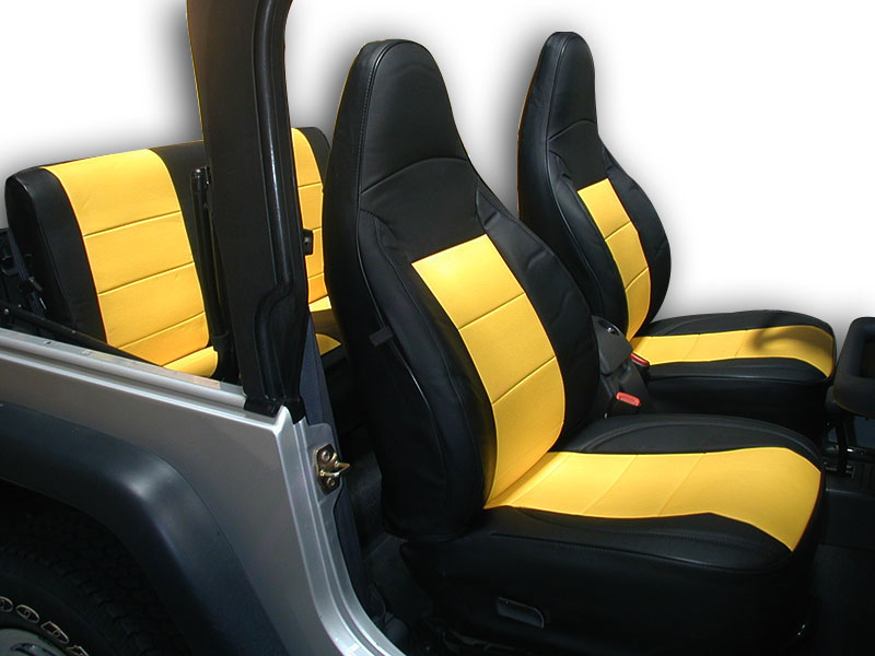 JEEP WRANGLER TJ SAHARA 19972002 BLACK/YELLOW IGGEE S.LEATHER SEAT